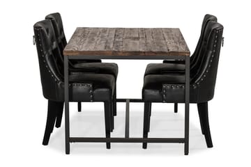 Spisegruppe Limerick 140 cm med 4 Tuva Lenestol - Rustikk Alm|Svart PU - Møbler - Bord - Spisegruppe