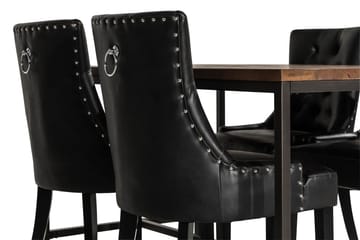 Spisegruppe Limerick 140 cm med 4 Tuva Lenestol - Rustikk Alm|Svart PU - Møbler - Bord - Spisegruppe
