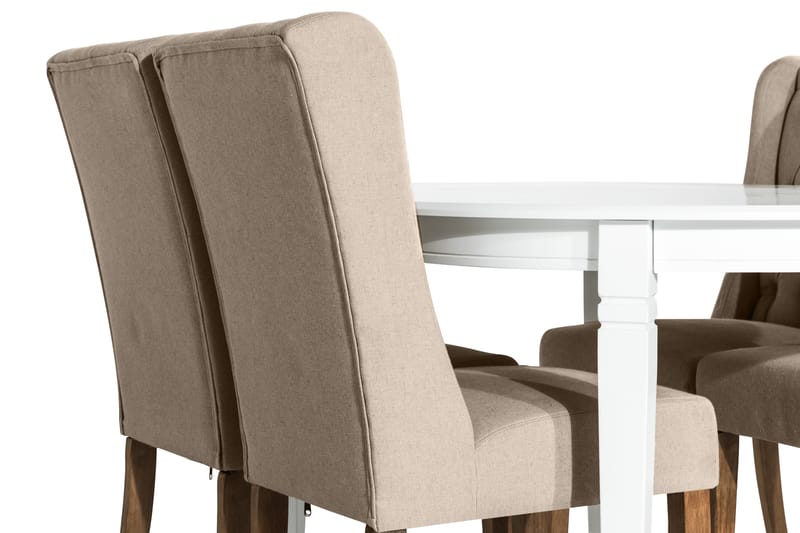 Spisegruppe Lowisa Forlengningsbar med 4 Isolde Stol - Hvit|Beige - Møbler - Bord - Spisegruppe