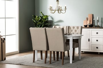 Spisegruppe Lowisa Forlengningsbar med 4 Isolde Stol - Hvit|Beige - Møbler - Bord - Spisegruppe