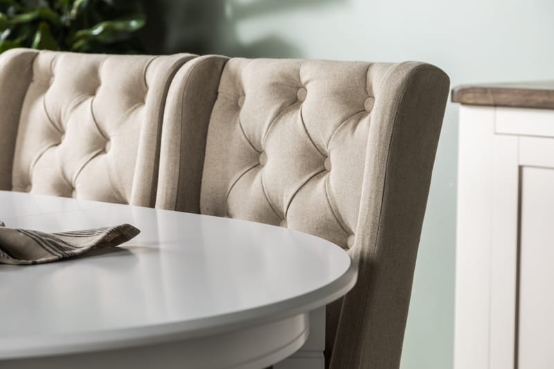 Spisegruppe Lowisa Forlengningsbar med 4 Isolde Stol - Hvit|Beige - Møbler - Bord - Spisegruppe