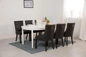 Spisegruppe Lowisa Hvit - 6 stk Hermione stoler Vintage PU - Møbler - Bord - Spisegruppe