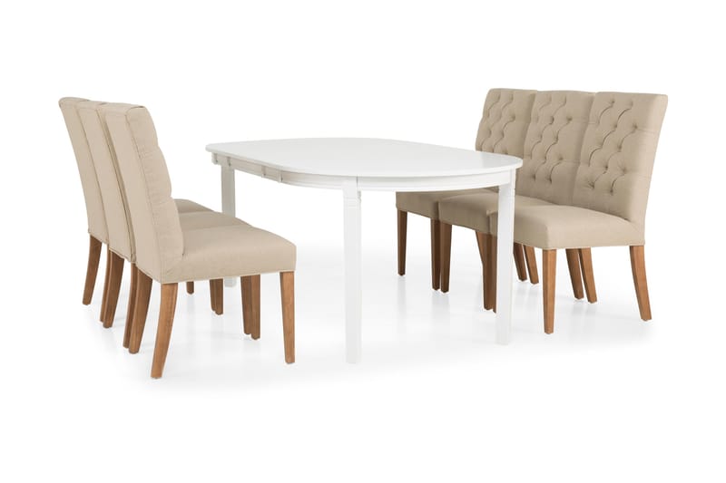 Spisegruppe Lowisa Hvit m 6 Emmie Stoler Vintage - Møbler - Bord - Spisegruppe