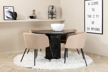 Spisegruppe Marai 110 cm Rund inkl. 4 Beraid Stoler - Svart/Beige - Møbler - Bord - Spisegruppe