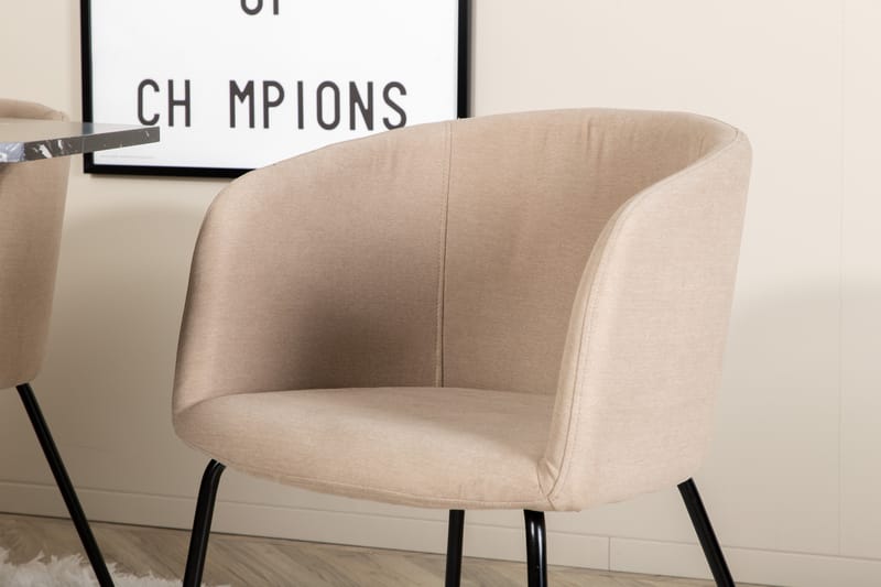 Spisegruppe Marai 110 cm Rund inkl. 4 Beraid Stoler - Svart/Beige - Møbler - Bord - Spisegruppe