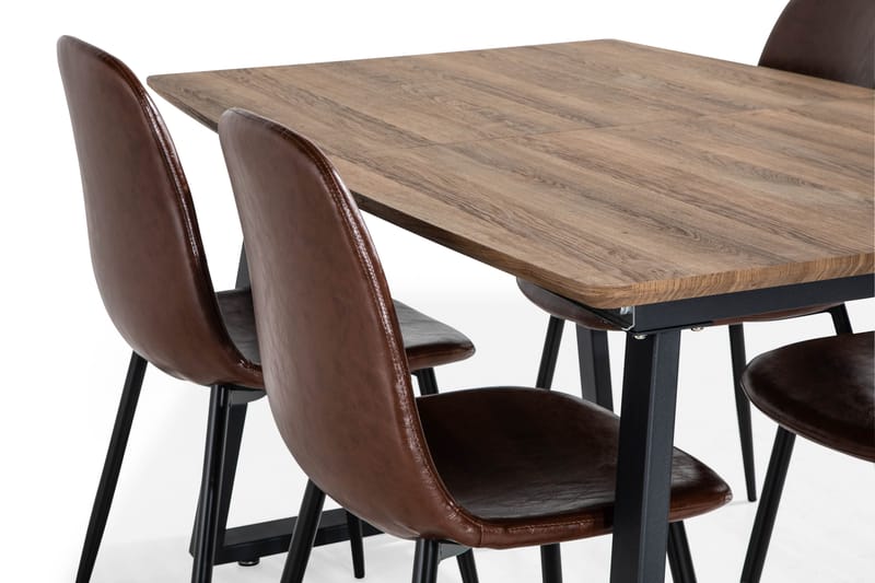 Spisegruppe Marcelen Forlegningsbar med 4 Nibe Spisestoler - Brun - Møbler - Bord - Spisegruppe