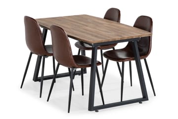 Spisegruppe Marcelen Forlegningsbar med 4 Nibe Spisestoler - Brun - Møbler - Bord - Spisegruppe