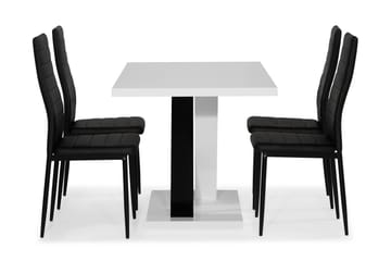 Spisegruppe Mendoza 140 cm med 4 Fred Stol - Hvit|Svart - Møbler - Bord - Spisegruppe