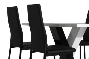 Spisegruppe Mendoza 140 cm med 4 Fred Stol - Hvit|Svart - Møbler - Bord - Spisegruppe