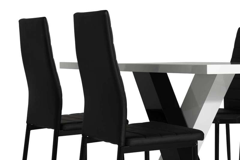 Spisegruppe Mendoza 140 cm med 4 Fred Stol - Hvit|Svart - Møbler - Bord - Spisegruppe