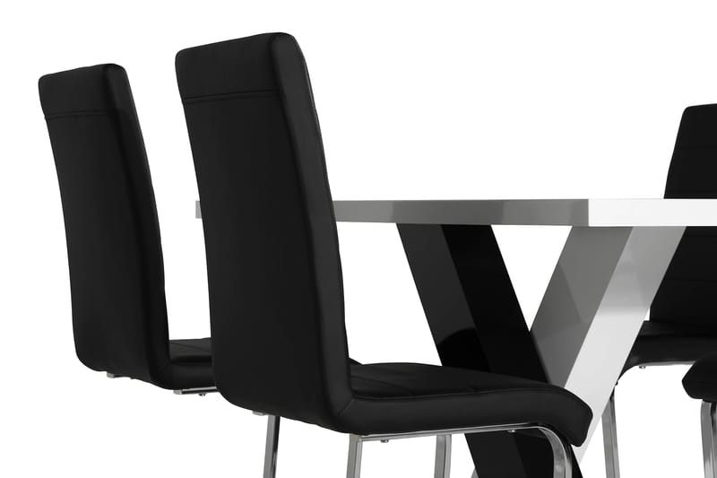 Spisegruppe Mendoza 140 cm med 4 Jack Stol - Hvit|Svart|Svart PU|Krom - Møbler - Bord - Spisegruppe