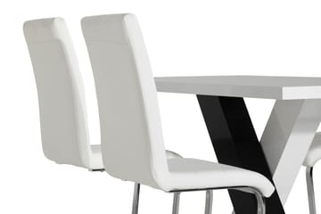 Spisegruppe Mendoza 140 cm med 4 Jack Stol - Hvit|Svart|Svart PU|Krom - Møbler - Bord - Spisegruppe