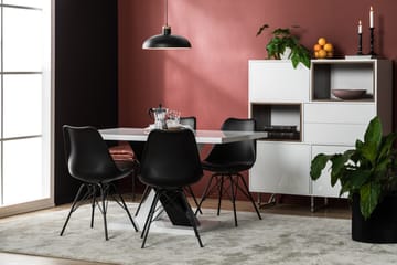 Spisegruppe Mendoza 140 cm med 4 Scale Stol - Hvit|Svart|Svart PU - Møbler - Bord - Spisegruppe