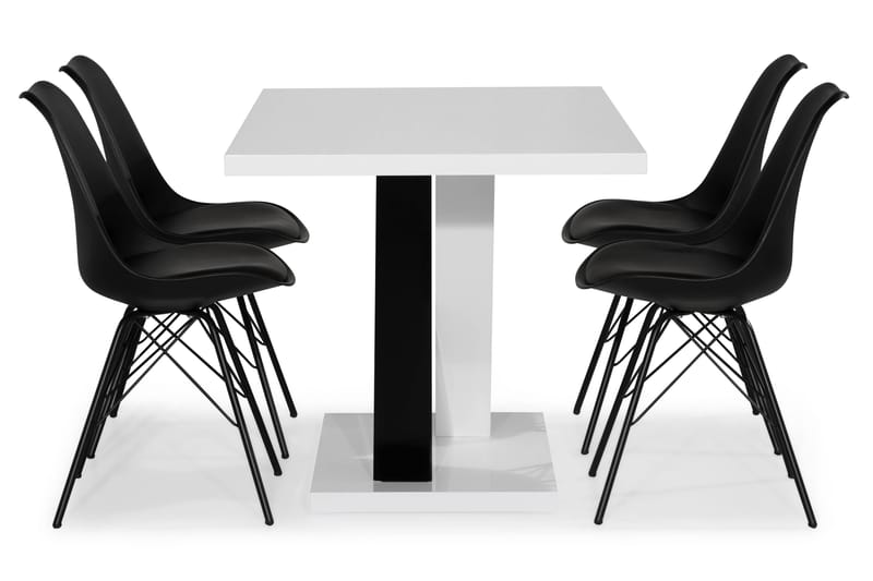 Spisegruppe Mendoza 140 cm med 4 Scale Stol - Hvit|Svart|Svart PU - Møbler - Bord - Spisegruppe