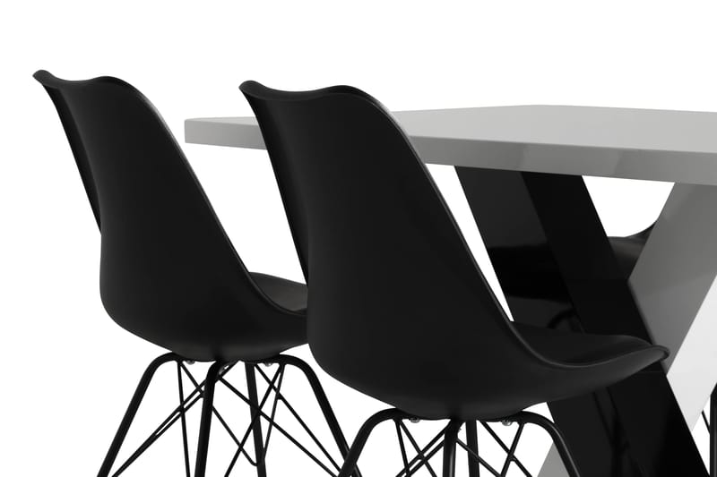 Spisegruppe Mendoza 140 cm med 4 Scale Stol - Hvit|Svart|Svart PU - Møbler - Bord - Spisegruppe