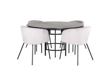 Spisegruppe Möbelfashion Copenhagen spisegruppe 140 cm rund med 4 Berit-stoler Svart/Lys grå