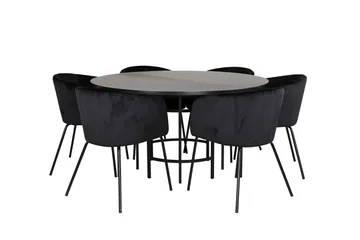 Spisegruppe Möbelfashion Copenhagen spisegruppe 140 cm rund med 6 Berit-stoler Svart