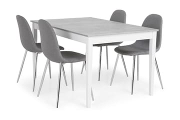 Spisegruppe Montague 140 cm Betong/Hvit/Grå/Krom - 4 Naira Stoler - Møbler - Bord - Spisegruppe