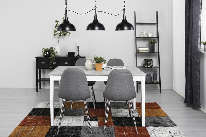 Spisegruppe Montague 140 cm Betong/Hvit/Grå/Krom - 4 Naira Stoler - Møbler - Bord - Spisegruppe