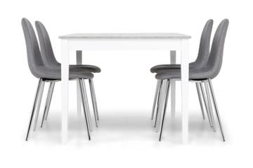 Spisegruppe Montague 140 cm Betong/Hvit/Grå/Krom - 4 Naira Stoler - Møbler - Bord - Spisegruppe