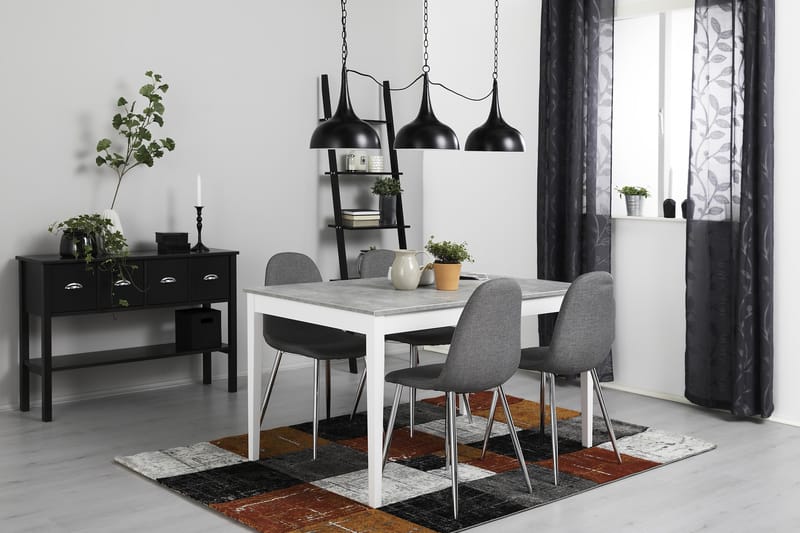 Spisegruppe Montague 140 cm Betong/Hvit/Grå/Krom - 4 Naira Stoler - Møbler - Bord - Spisegruppe