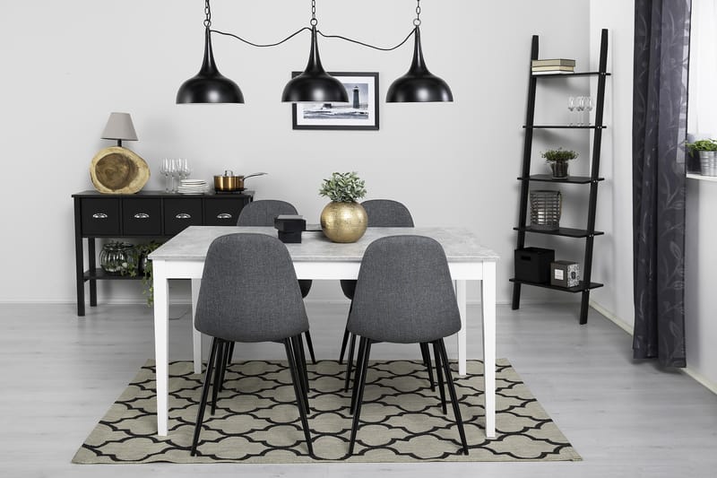 Spisegruppe Montague 140 cm Betong/Hvit/Grå/Svart - 4 Naira Stoler - Møbler - Bord - Spisegruppe