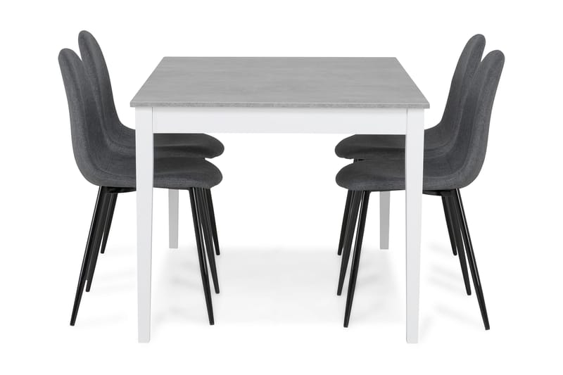 Spisegruppe Montague 140 cm Betong/Hvit/Grå/Svart - 4 Naira Stoler - Møbler - Bord - Spisegruppe