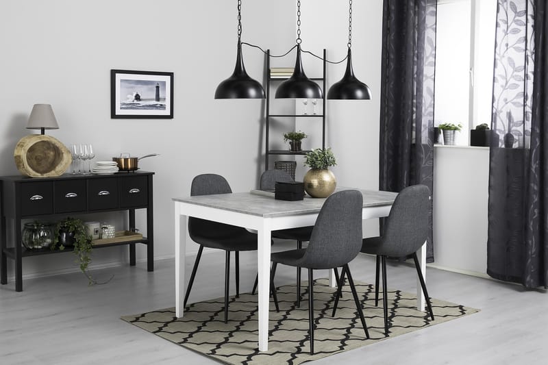 Spisegruppe Montague 140 cm Betong/Hvit/Grå/Svart - 4 Naira Stoler - Møbler - Bord - Spisegruppe
