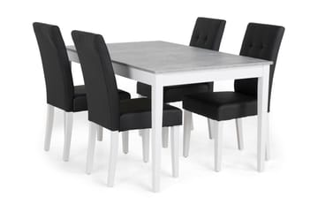 Spisegruppe Montague 140 cm Betong/Hvit/Svart - 4 Leo Stoler - Møbler - Bord - Spisegruppe