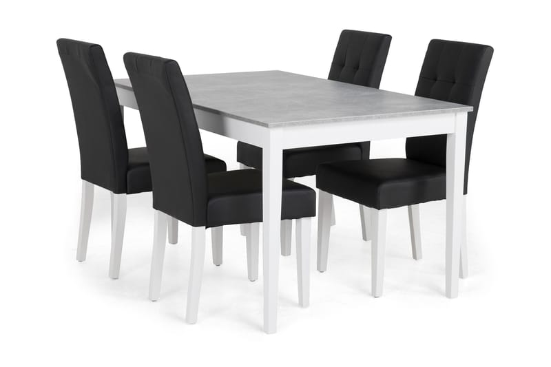 Spisegruppe Montague 140 cm Betong/Hvit/Svart - 4 Leo Stoler - Møbler - Bord - Spisegruppe