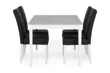 Spisegruppe Montague 140 cm Betong/Hvit/Svart - 4 Leo Stoler - Møbler - Bord - Spisegruppe