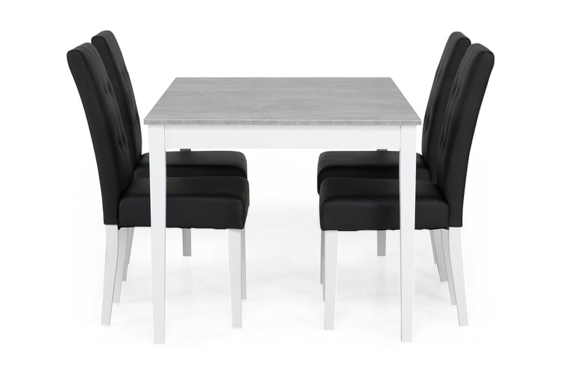 Spisegruppe Montague 140 cm Betong/Hvit/Svart - 4 Leo Stoler - Møbler - Bord - Spisegruppe