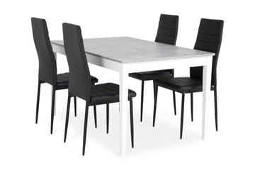 Spisegruppe Montague 140 cm Betong/Hvit/Svart PU - 4 Fred Stoler - Møbler - Bord - Spisegruppe