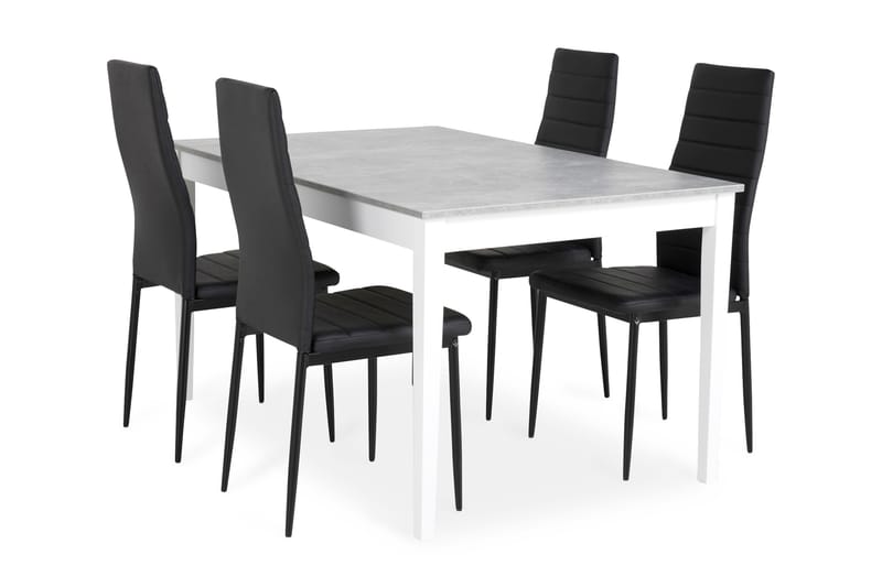 Spisegruppe Montague 140 cm Betong/Hvit/Svart PU - 4 Fred Stoler - Møbler - Bord - Spisegruppe
