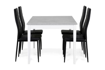 Spisegruppe Montague 140 cm Betong/Hvit/Svart PU - 4 Fred Stoler - Møbler - Bord - Spisegruppe