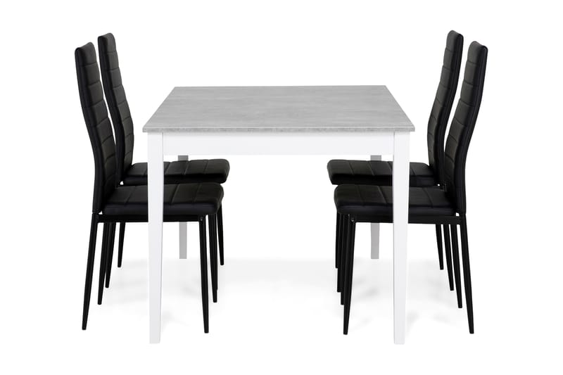 Spisegruppe Montague 140 cm Betong/Hvit/Svart PU - 4 Fred Stoler - Møbler - Bord - Spisegruppe
