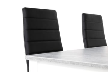 Spisegruppe Montague 140 cm Betong/Hvit/Svart PU - 4 Fred Stoler - Møbler - Bord - Spisegruppe