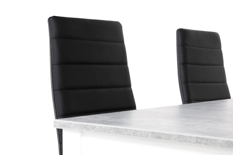 Spisegruppe Montague 140 cm Betong/Hvit/Svart PU - 4 Fred Stoler - Møbler - Bord - Spisegruppe