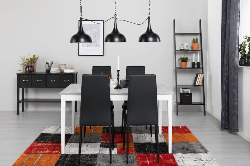 Spisegruppe Montague 140 cm Betong/Hvit/Svart PU - 4 Fred Stoler - Møbler - Bord - Spisegruppe