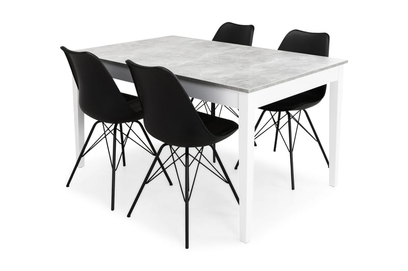 Spisegruppe Montague Betong/Hvit - 4 Scale Stoler - Møbler - Bord - Spisegruppe