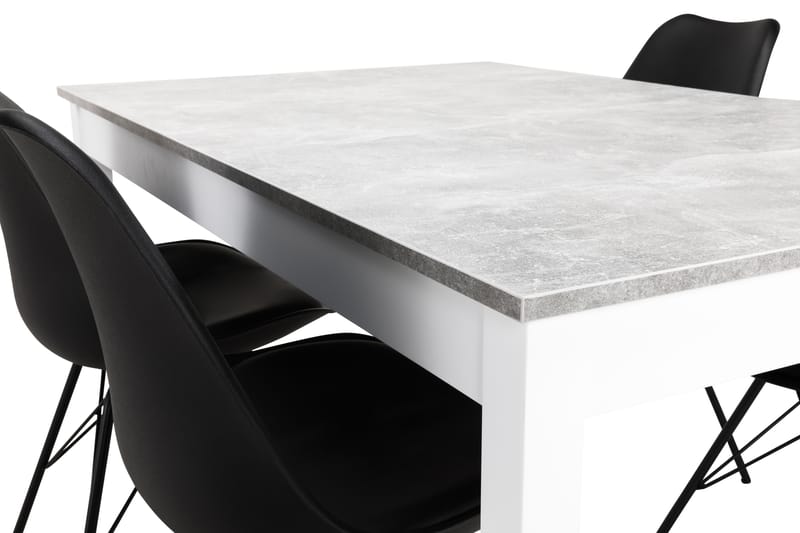 Spisegruppe Montague Betong/Hvit - 4 Scale Stoler - Møbler - Bord - Spisegruppe