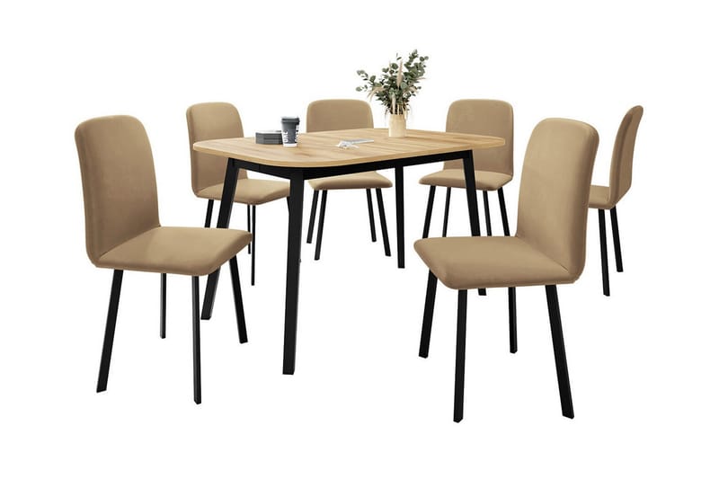 Spisegruppe Narberth - Beige/Svart/Hvit - Møbler - Bord - Spisegruppe