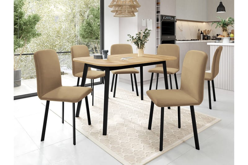 Spisegruppe Narberth - Beige/Svart/Hvit - Møbler - Bord - Spisegruppe