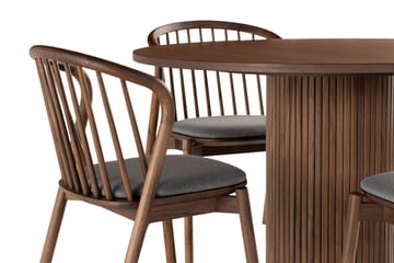 Spisegruppe Neandir 120 cm Rund inkl. 4 Neandir Stoler - Valnøtt - Møbler - Bord - Spisegruppe