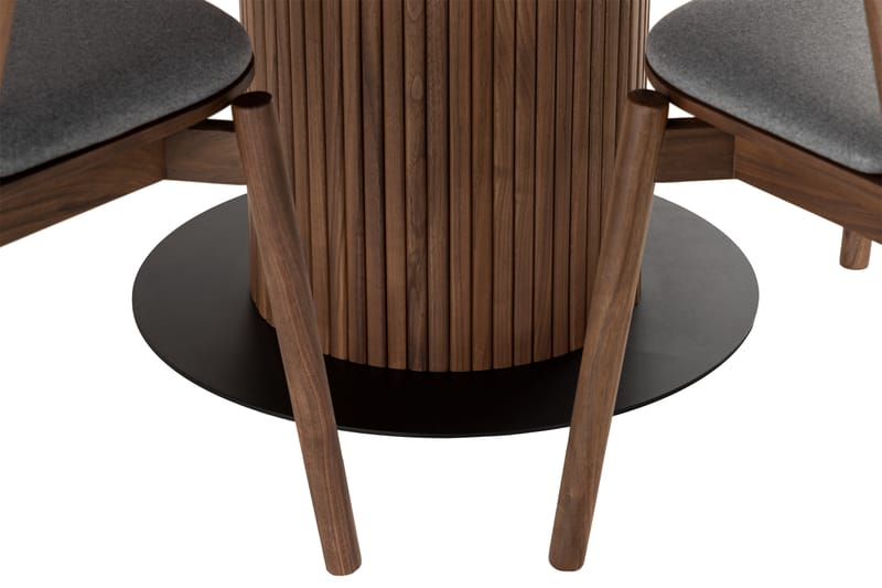 Spisegruppe Neandir 120 cm Rund inkl. 4 Neandir Stoler - Valnøtt - Møbler - Bord - Spisegruppe