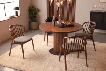 Spisegruppe Neandir 120 cm Rund inkl. 4 Neandir Stoler - Valnøtt - Møbler - Bord - Spisegruppe