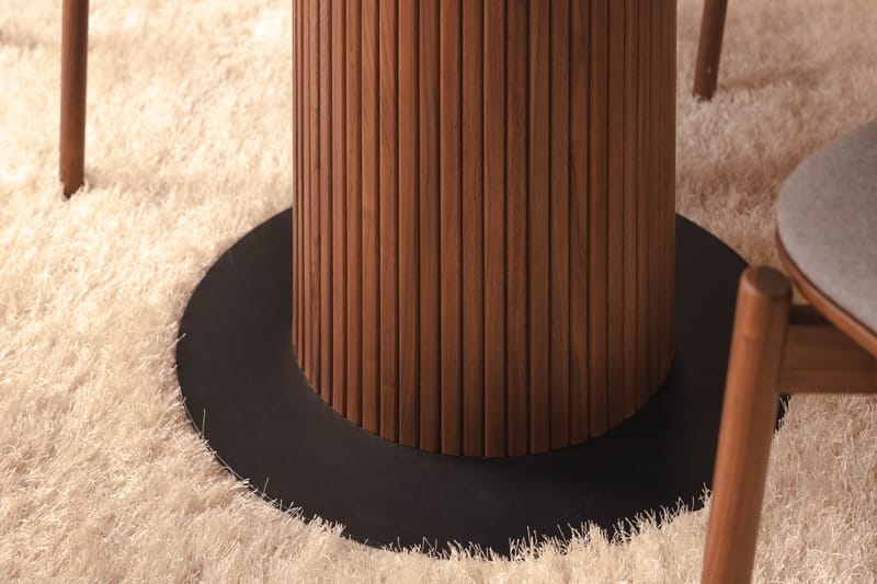 Spisegruppe Neandir 120 cm Rund inkl. 4 Neandir Stoler - Valnøtt - Møbler - Bord - Spisegruppe
