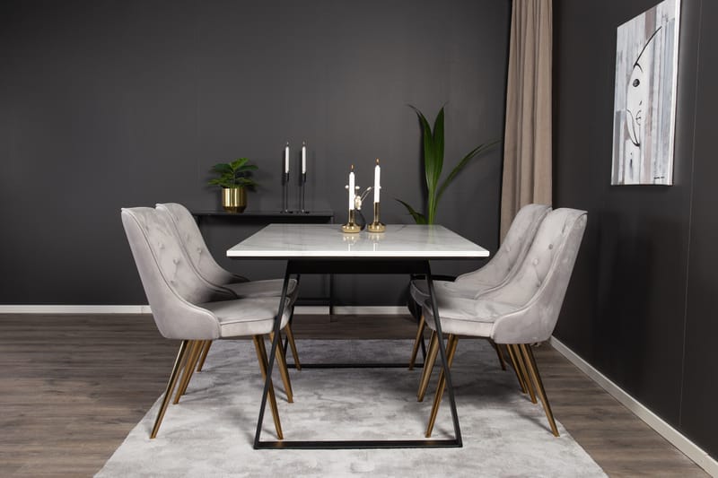 Spisegruppe Netanya med 4 Chantor Lyx Fløyelsstoler - Møbler - Bord - Spisegruppe