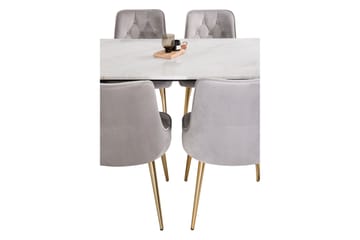 Spisegruppe Netanya med 4 Chantor Lyx Fløyelsstoler - Møbler - Bord - Spisegruppe