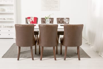 Spisegruppe Octavia 180 cm med 6 Hermione Lenestol - Hvit|Brun Vintage - Møbler - Bord - Spisegruppe